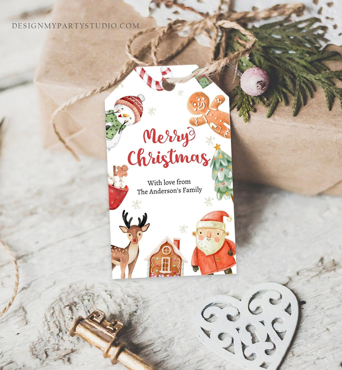Editable Christmas Favor Tags Holiday Gift Tags Merry Christmas Party Santa Holiday Labels Download Printable Template Corjl 0443 0445