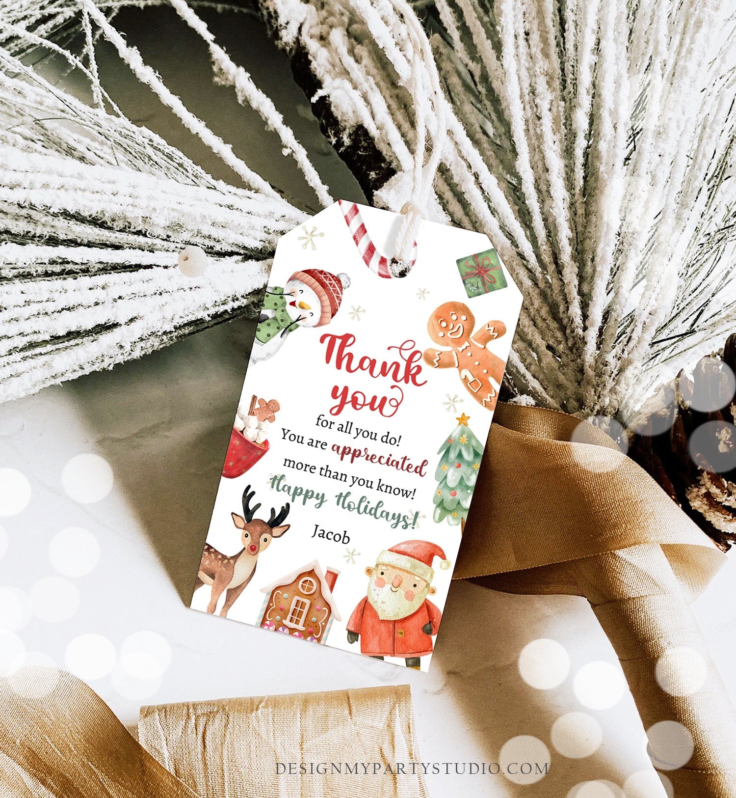 Editable Thank you for all you do Favor Tag Christmas Gift Holiday Appreciation Teacher Family Staff Digital Template Printable 0443 0445