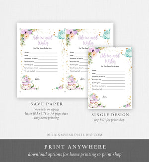 Editable Advice and Wishes Card Bridal Shower Tea Party Love is Brewing Advice For The Soon To Be Mrs Bride Corjl Template Printable 0349