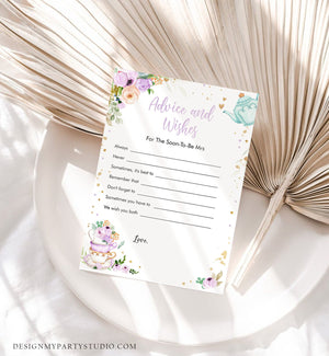 Editable Advice and Wishes Card Bridal Shower Tea Party Love is Brewing Advice For The Soon To Be Mrs Bride Corjl Template Printable 0349