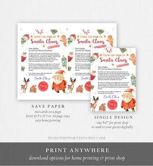 Editable Personalized Letter from Santa Claus From The Desk of Santa Christmas Eve North Pole Mail Download Printable Template 0445
