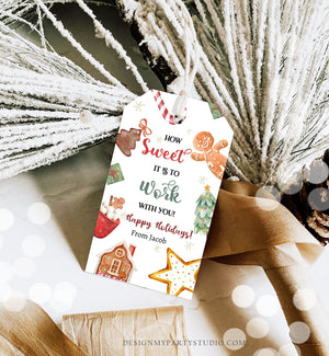 Editable Christmas Gift Tag Sweet it is to work with You Holiday Appreciation Candy Cookie Staff Coworker Printable Template Corjl 0443 0445