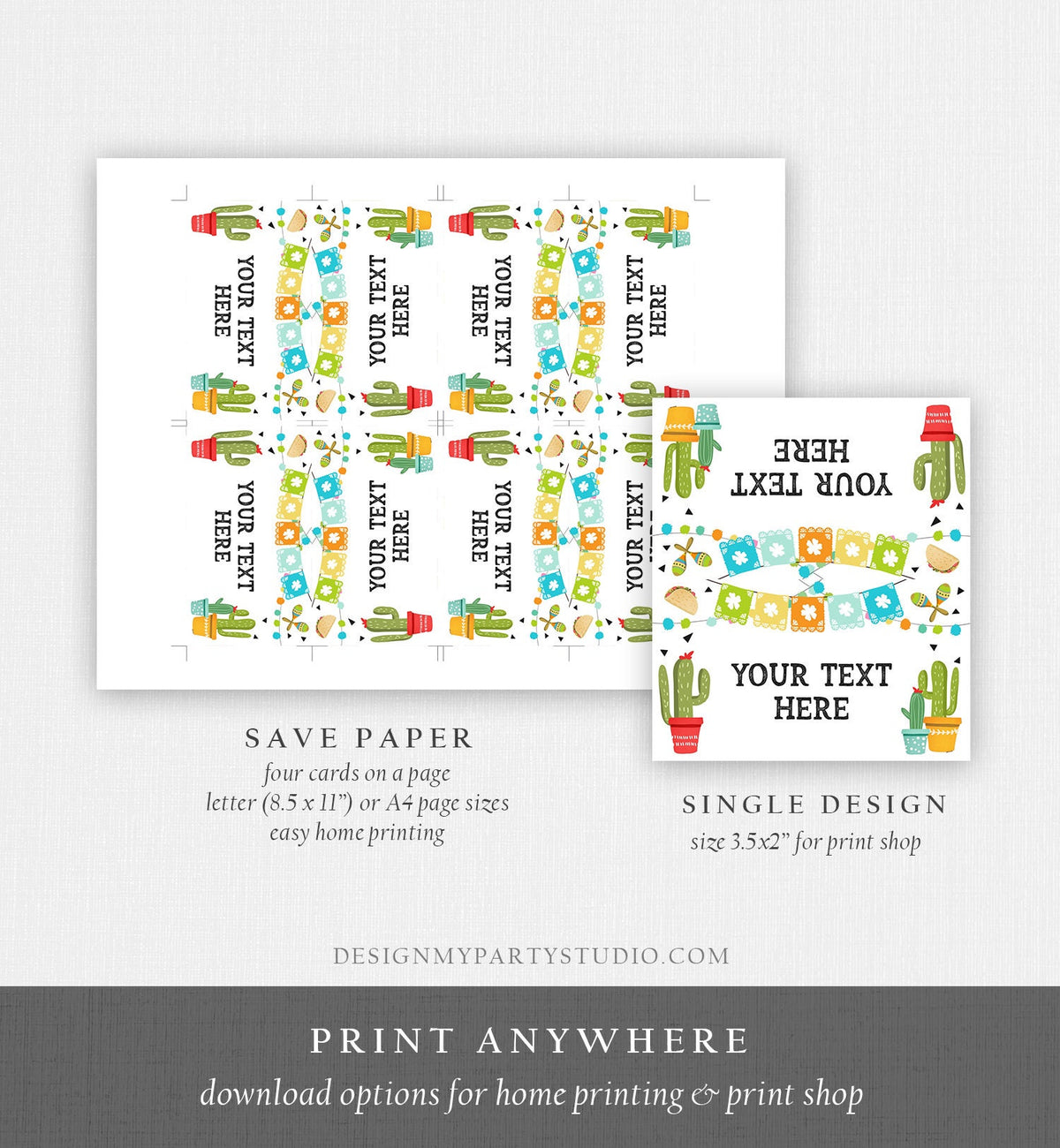 Editable Fiesta Taco Food Labels Fiesta Party Place Card Tent Card Birthday Baby Shower Mexican Fiesta Cactus Decor Template Printable 0161