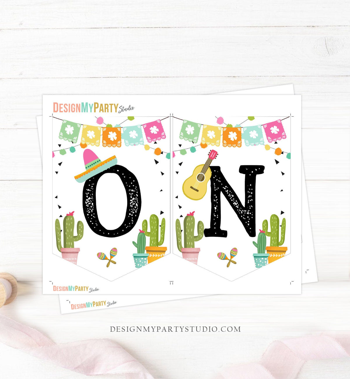 Fiesta High Chair Banner Fiesta 1st First Birthday Girl High Chair ONE Mexican Party Decor Cactus Instant Digital Download Printable 0161