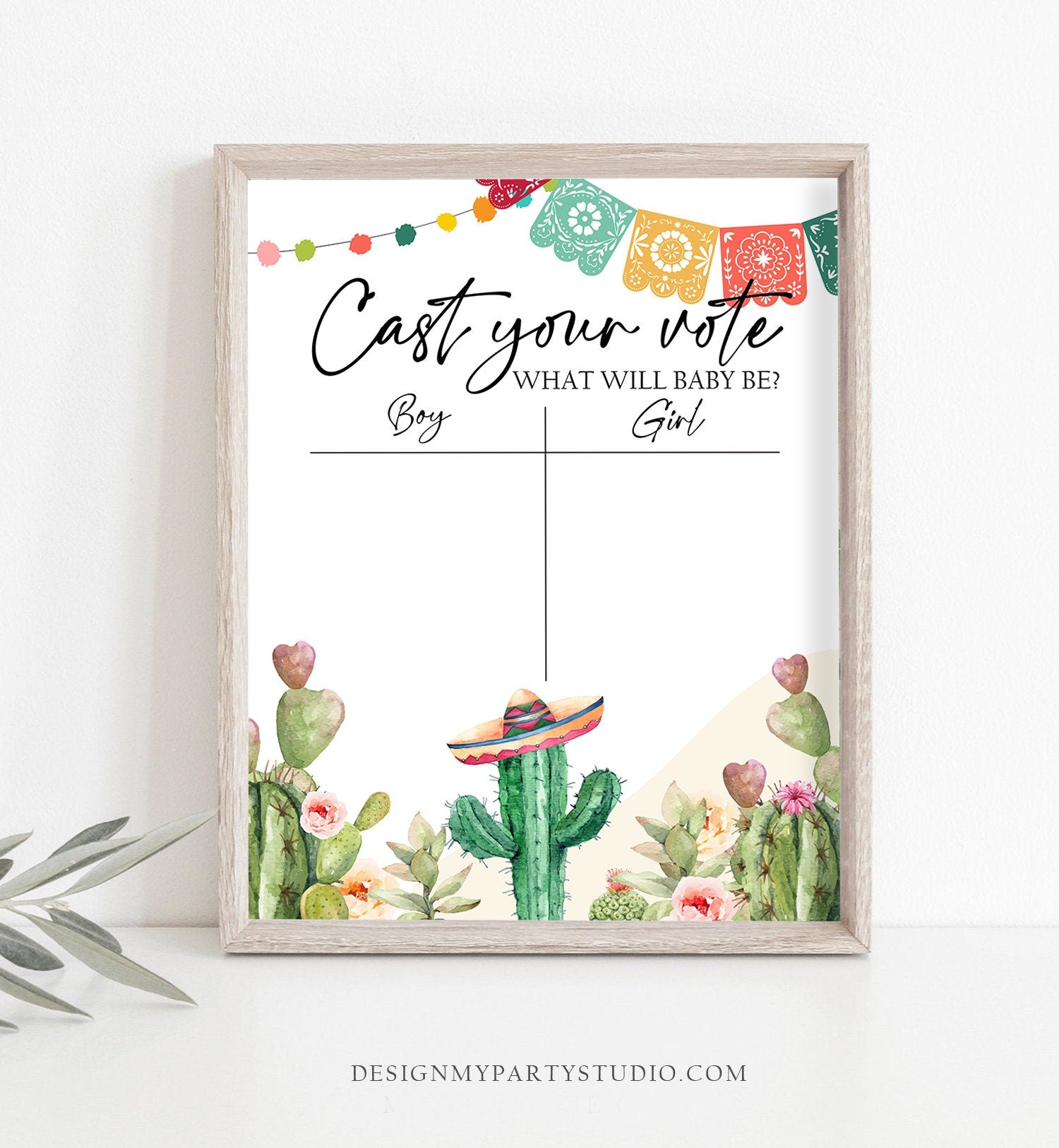Fiesta Cast Your Vote Sign Taco Bout a Gender Reveal Fiesta Baby Shower Boy or Girl Sign He or She Voting Instant Download PRINTABLE 0404