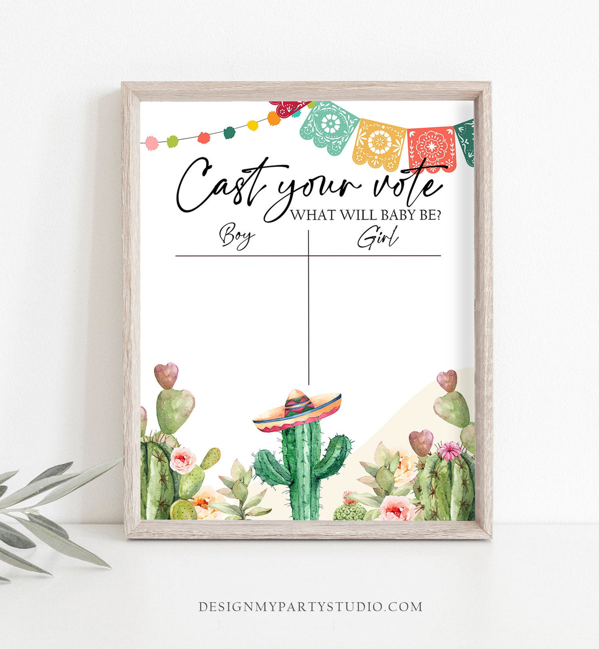 Fiesta Cast Your Vote Sign Taco Bout a Gender Reveal Fiesta Baby Shower Boy or Girl Sign He or She Voting Instant Download PRINTABLE 0404