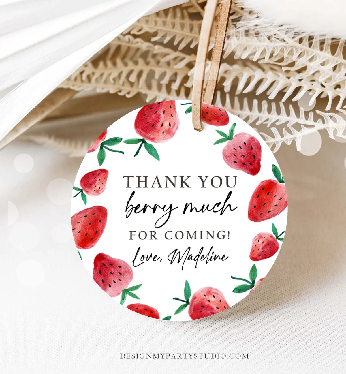 Editable Strawberry Favor Tag Strawberry Birthday Thank You Stickers Label Berry Much Gift Farmers Market Digital Template Printable 0399