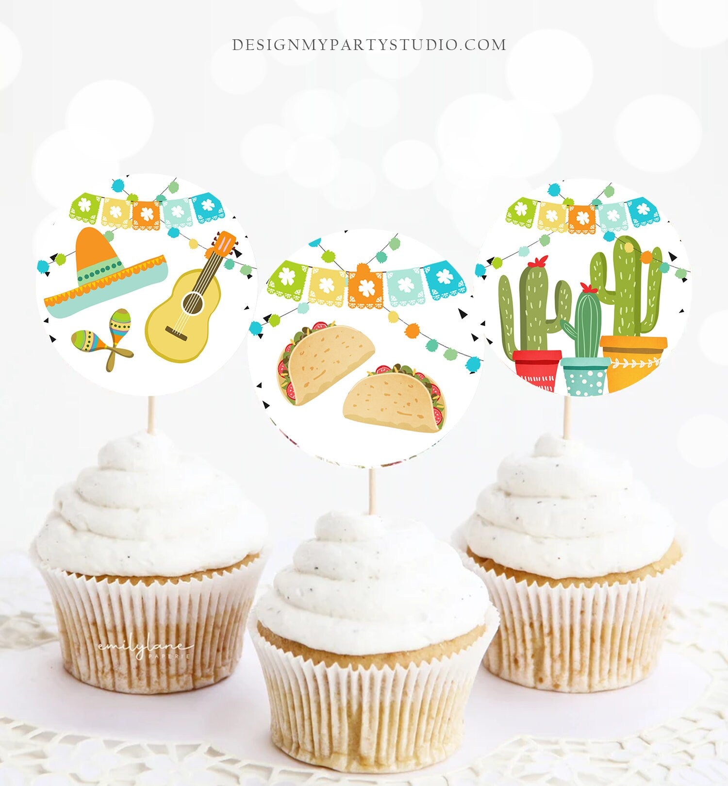 Fiesta Cupcake Toppers Taco Bout Love Fiesta Birthday Party Decoration - Design My Party Studio fiesta-cupcake-toppers-taco-bout-love-fiesta-birthday-party-decoration-design-my-party-studio