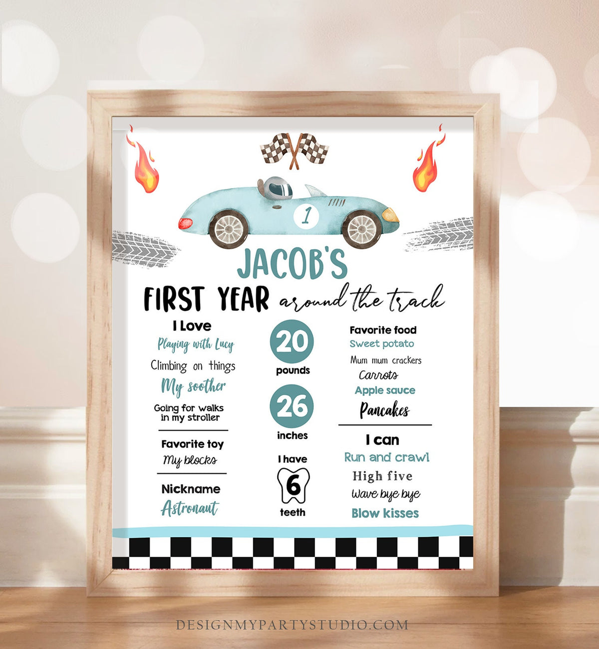 Editable Racing Racing Birthday Milestones Sign First Trip Boy Birthday Two Fast Race Car Blue 2 Fast ANY AGE Template Printable Corjl 0424