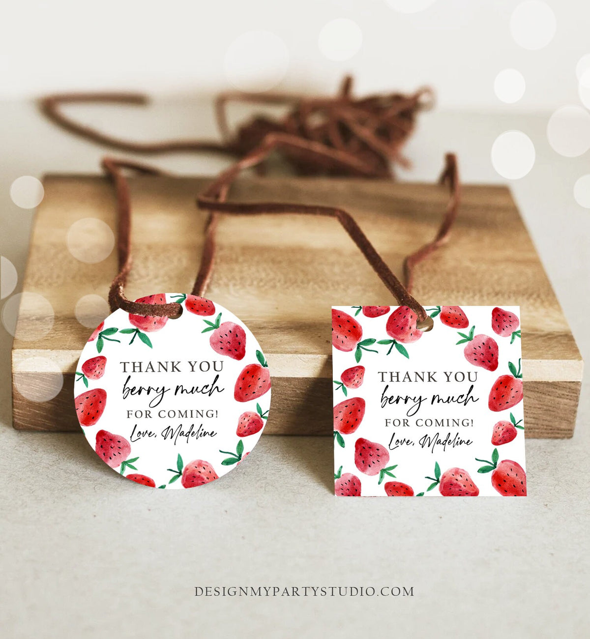 Editable Strawberry Favor Tag Strawberry Birthday Thank You Stickers Label Berry Much Gift Farmers Market Digital Template Printable 0399
