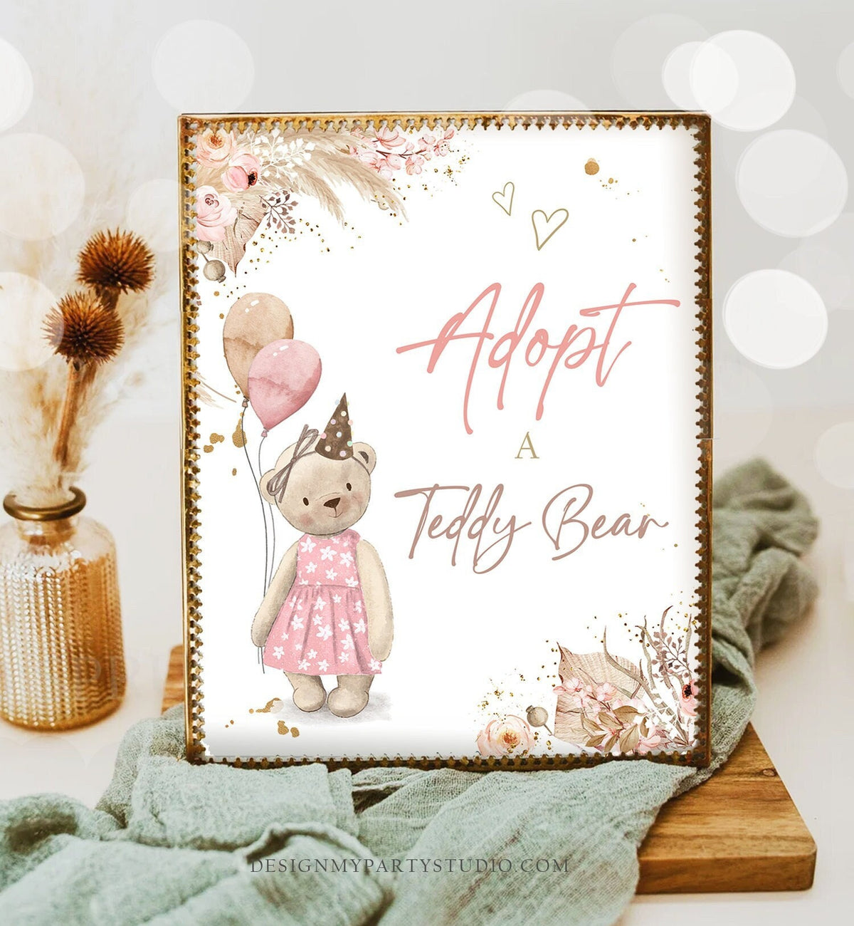 Adopt A Teddy Bear Table Decor Teddy Bear Birthday Bear-y First Picnic Stuffed Animal Bear Adoption Party Instant Download Printable 0421