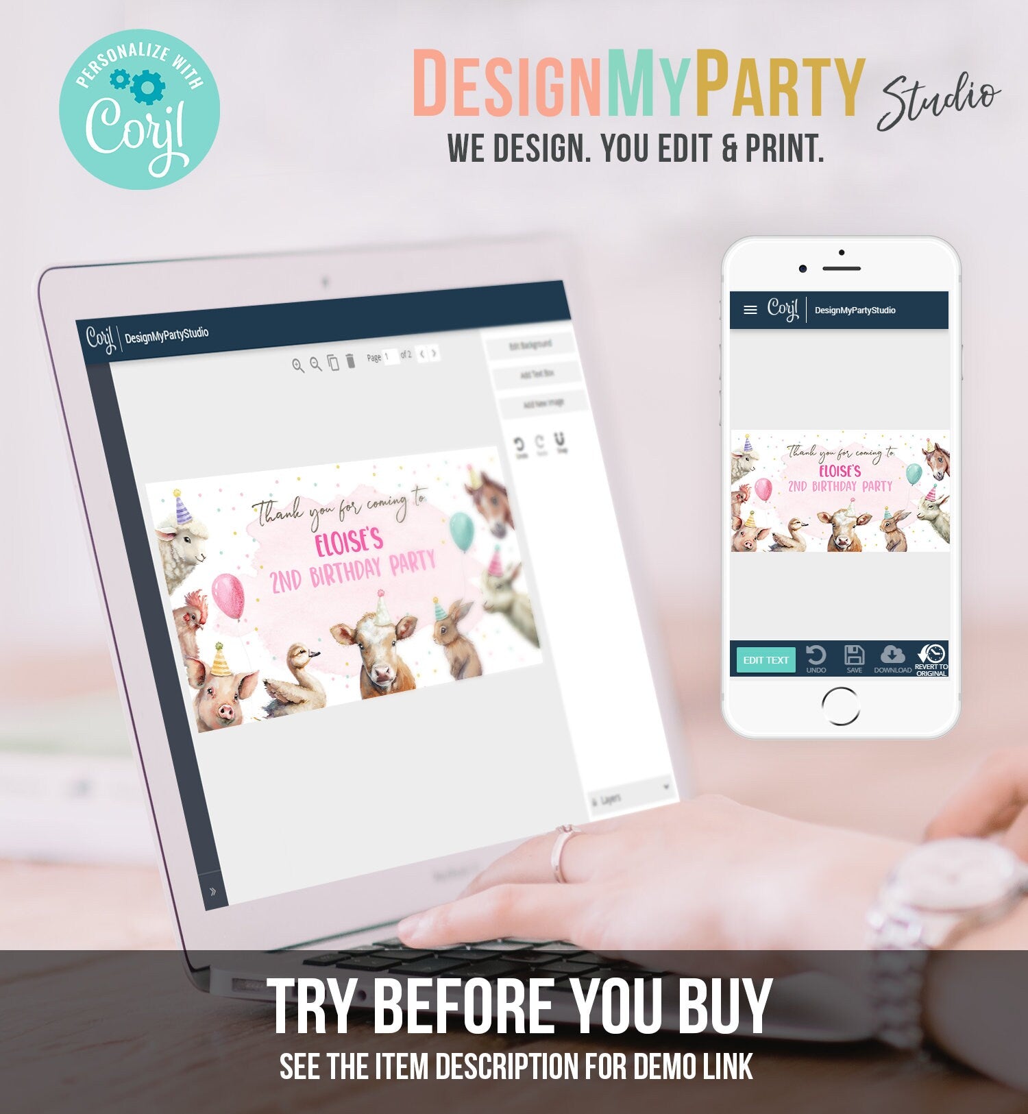 Editable Farm Animals Gable Gift Box Label Pink Farm Birthday Girl Treat Box Party Animals Barnyard Party Digital Template Printable 0448