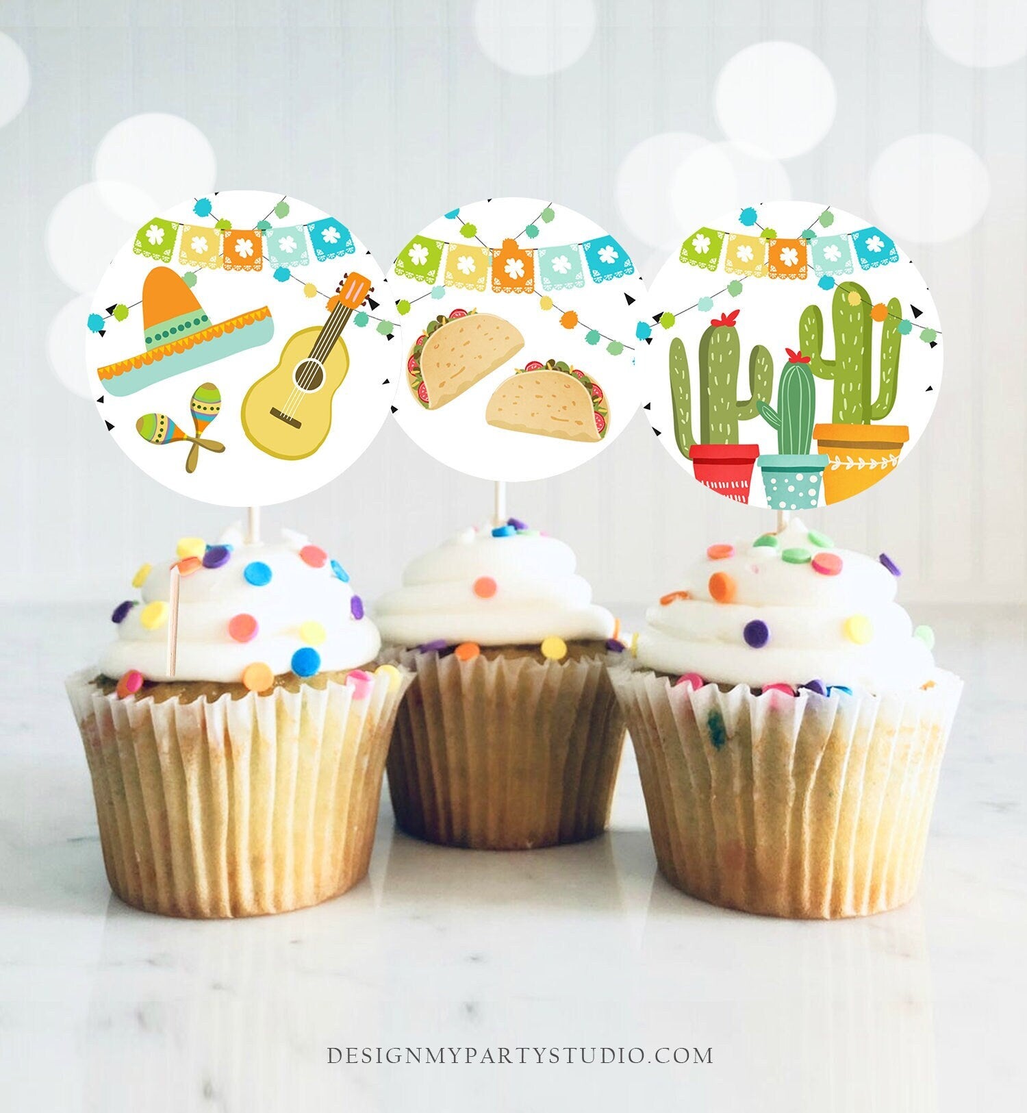 Fiesta Cupcake Toppers Taco Bout Love Fiesta Birthday Party Decoration - Design My Party Studio fiesta-cupcake-toppers-taco-bout-love-fiesta-birthday-party-decoration-design-my-party-studio