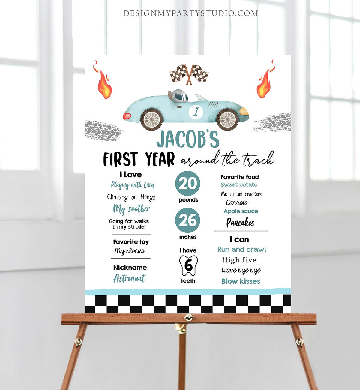 Editable Racing Racing Birthday Milestones Sign First Trip Boy Birthday Two Fast Race Car Blue 2 Fast ANY AGE Template Printable Corjl 0424