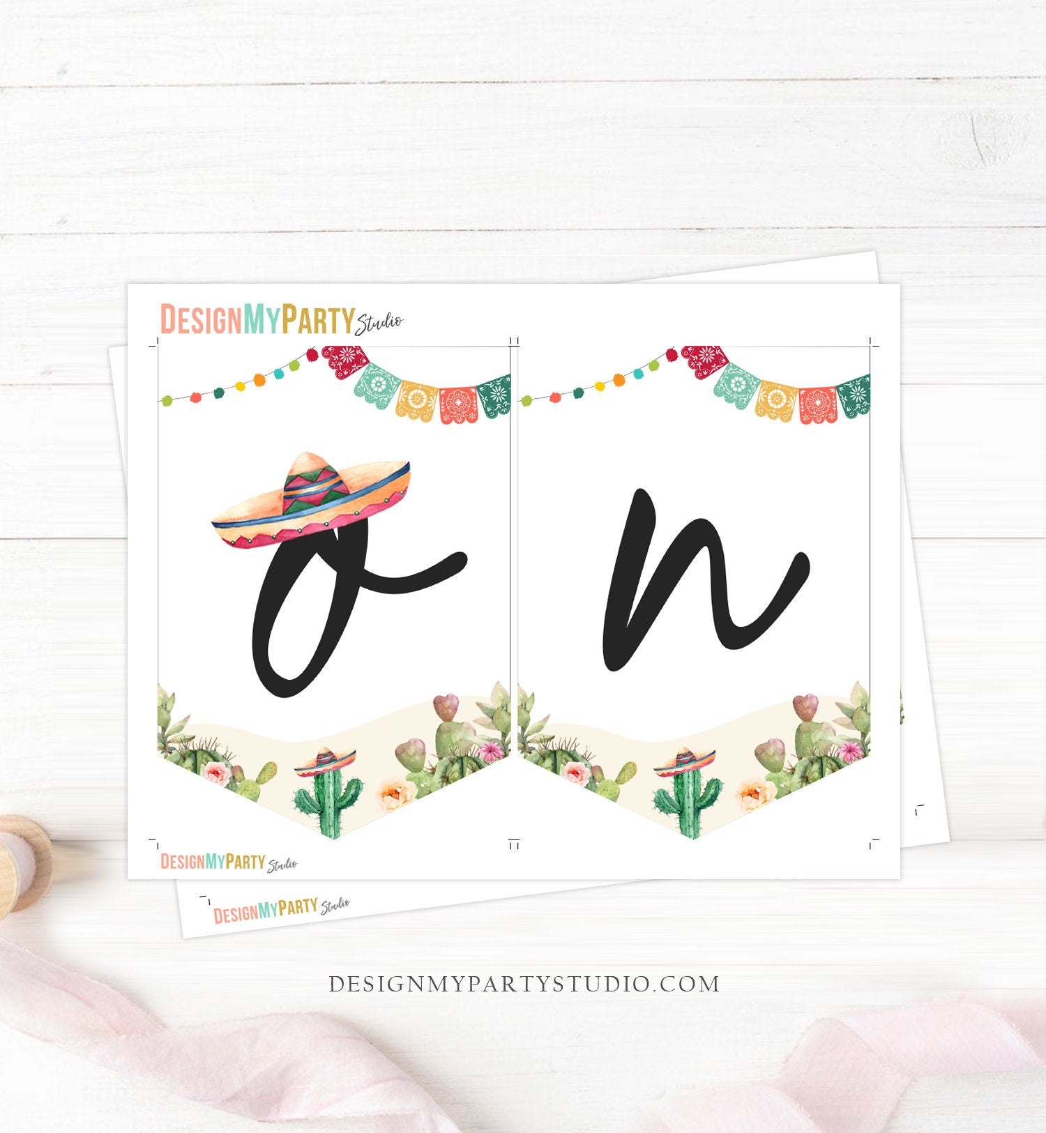 Cactus High Chair Banner 1st First Birthday Neutral ONE Fiesta Birthday Party Decor One Garland Cactus Succulent PRINTABLE Digital 0404