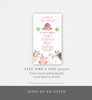 Editable Farm Birthday Evite Girl Farm Animals Pink Floral Barnyard All Party Animals Download Phone Invitation Template Digital Corjl 0155