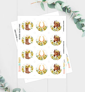 Horse Cupcake Toppers Favor Tags Girl Saddle Up Pony Birthday Party Decoration Cowgirl Floral Sunflowers Download Digital PRINTABLE 0408