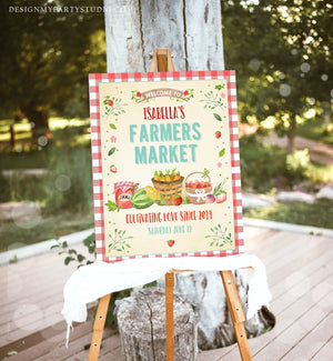 Editable Farmers Market Welcome Sign Birthday Baby Shower Farm Party Decor Fruits Market Locally Grown Poster Download Corjl Template 0144