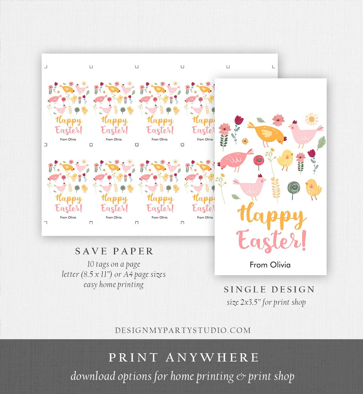 Editable Easter Gift Tags Happy Easter Teacher Appreciation Classroom Favor Tag Little Chick Egg Easter Treat Cookie Digital PRINTABLE 0449