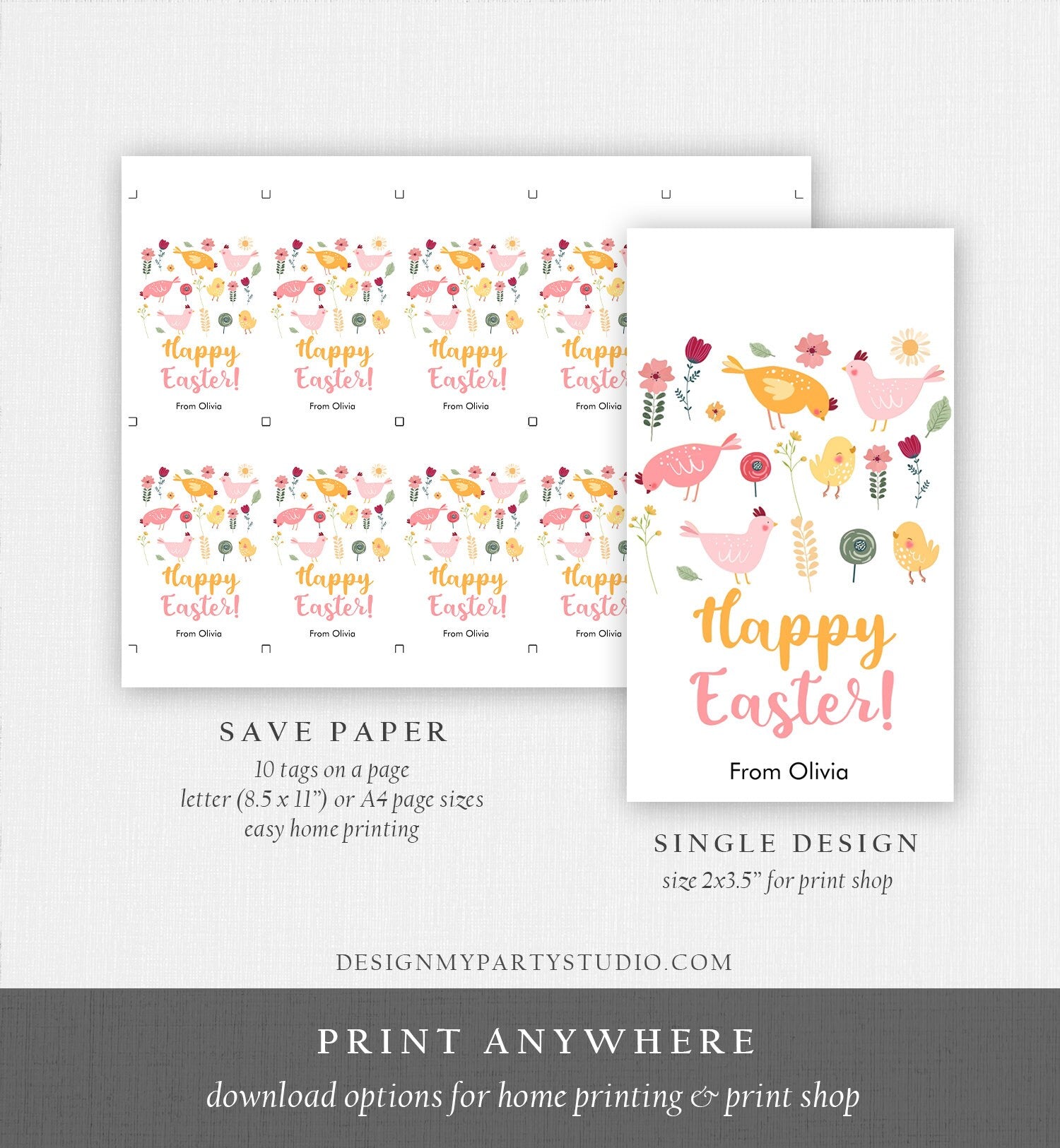 Editable Easter Gift Tags Happy Easter Teacher Appreciation Classroom Favor Tag Little Chick Egg Easter Treat Cookie Digital PRINTABLE 0449