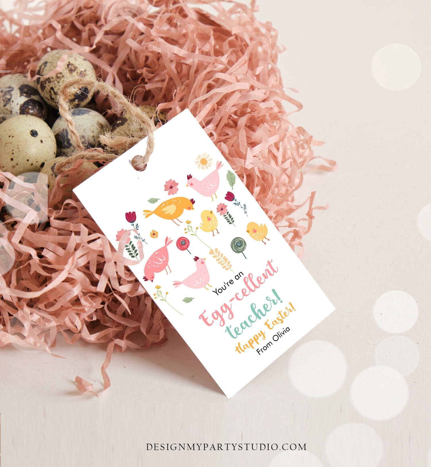 Editable Easter Gift Tags Egg-Cellent Teacher Appreciation Classroom Favor Tag Eggcellent Happy Easter Treat Cookie Digital PRINTABLE 0449