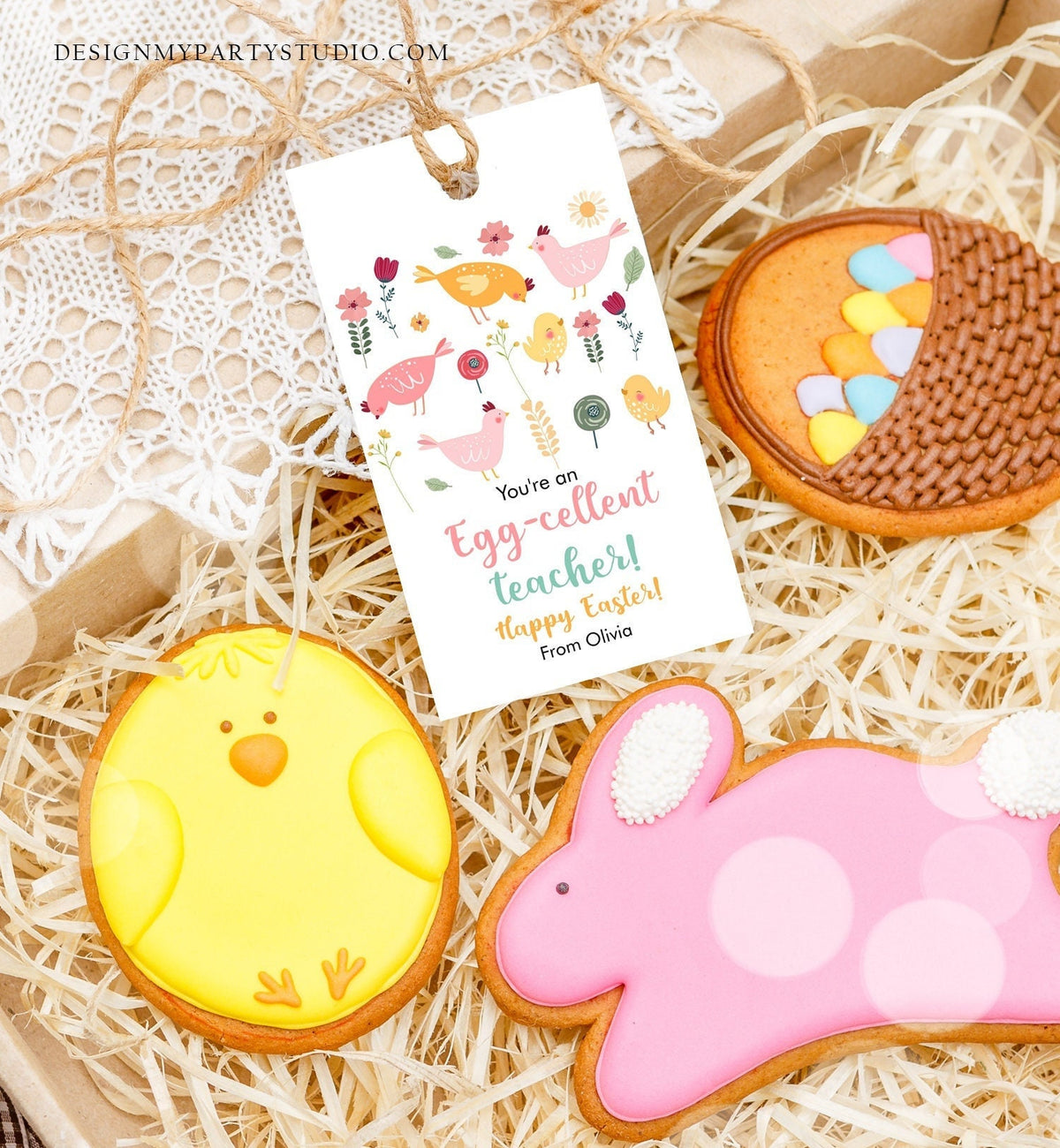 Editable Easter Gift Tags Egg-Cellent Teacher Appreciation Classroom Favor Tag Eggcellent Happy Easter Treat Cookie Digital PRINTABLE 0449