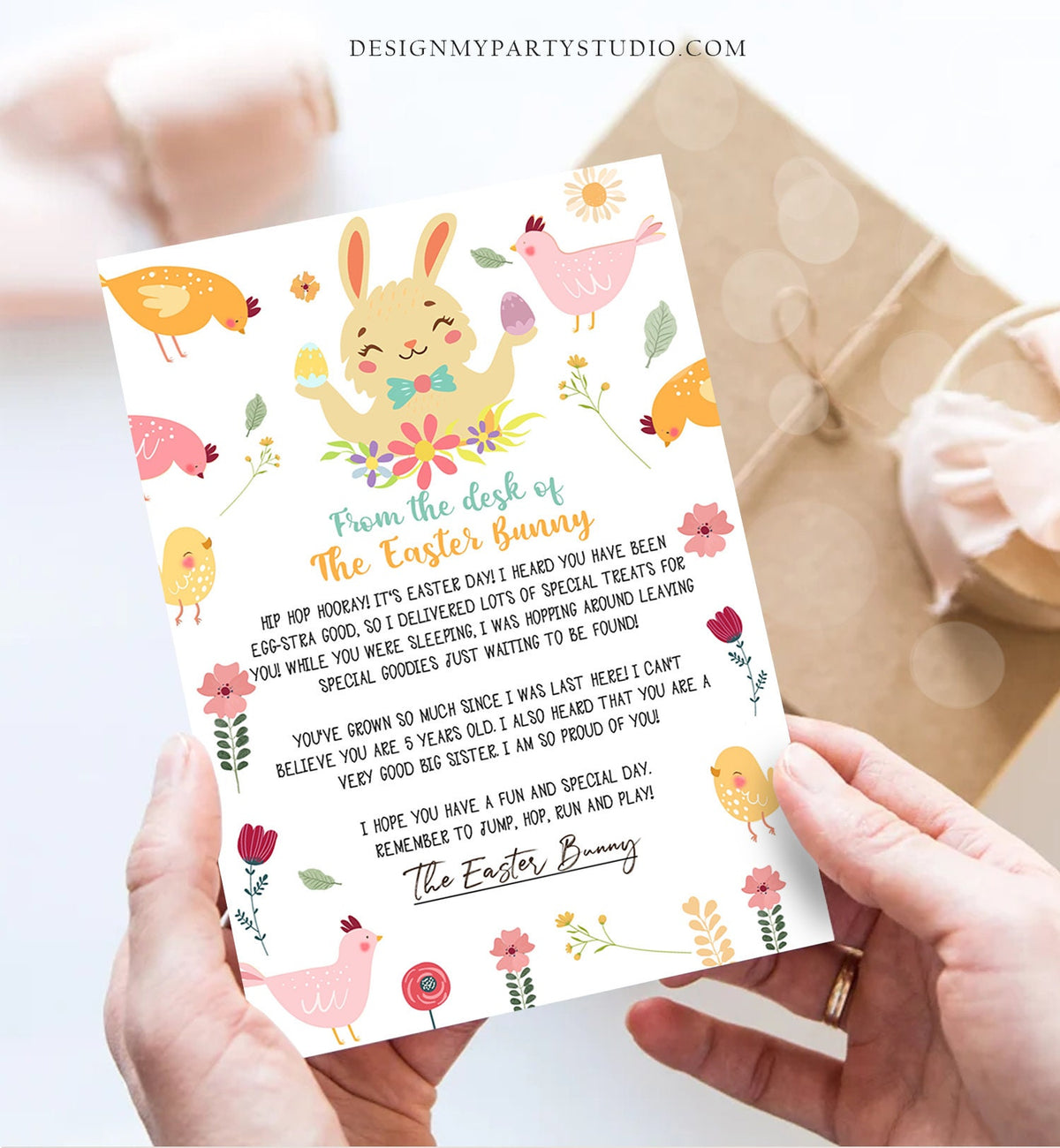 Editable Easter Bunny Letter Return Letter From The Desk Of Easter Letter Kids Easter Bunny Note Personalized Printable Template 0449