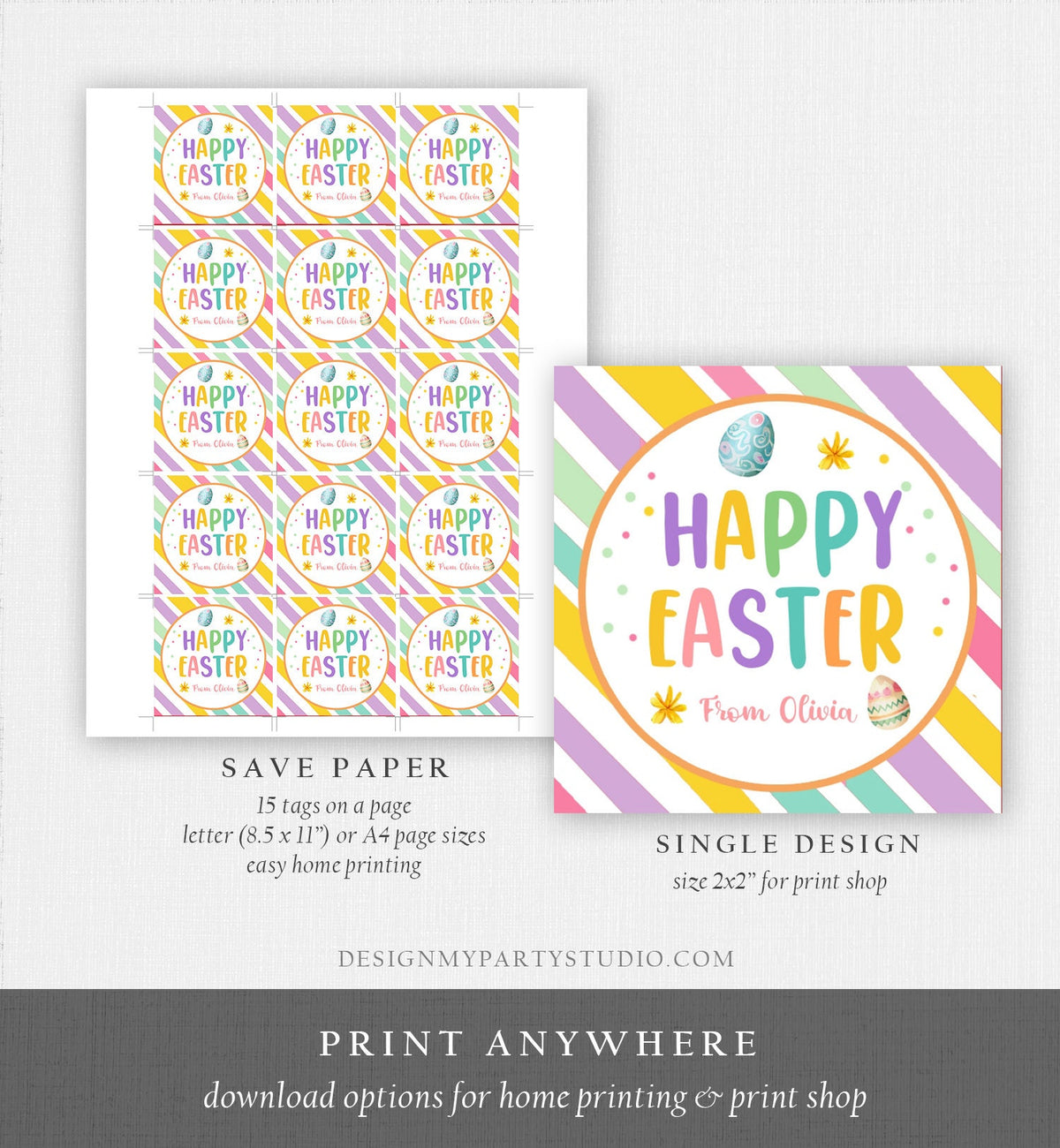 Editable Easter Gift Tags Happy Easter Teacher Appreciation Classroom Favor Tag Easter Egg Easter Treat Cookie Tag Digital PRINTABLE 0449