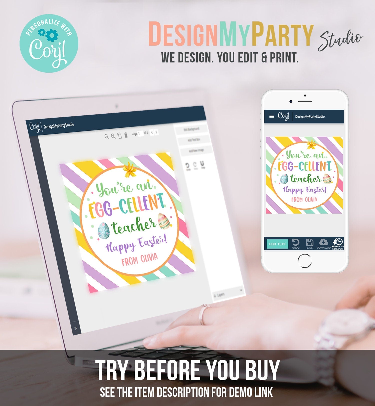 Editable Easter Gift Tags Egg-Cellent Teacher Appreciation Classroom Favor Sticker Eggcellent Happy Easter Cookie Tag Digital PRINTABLE 0449