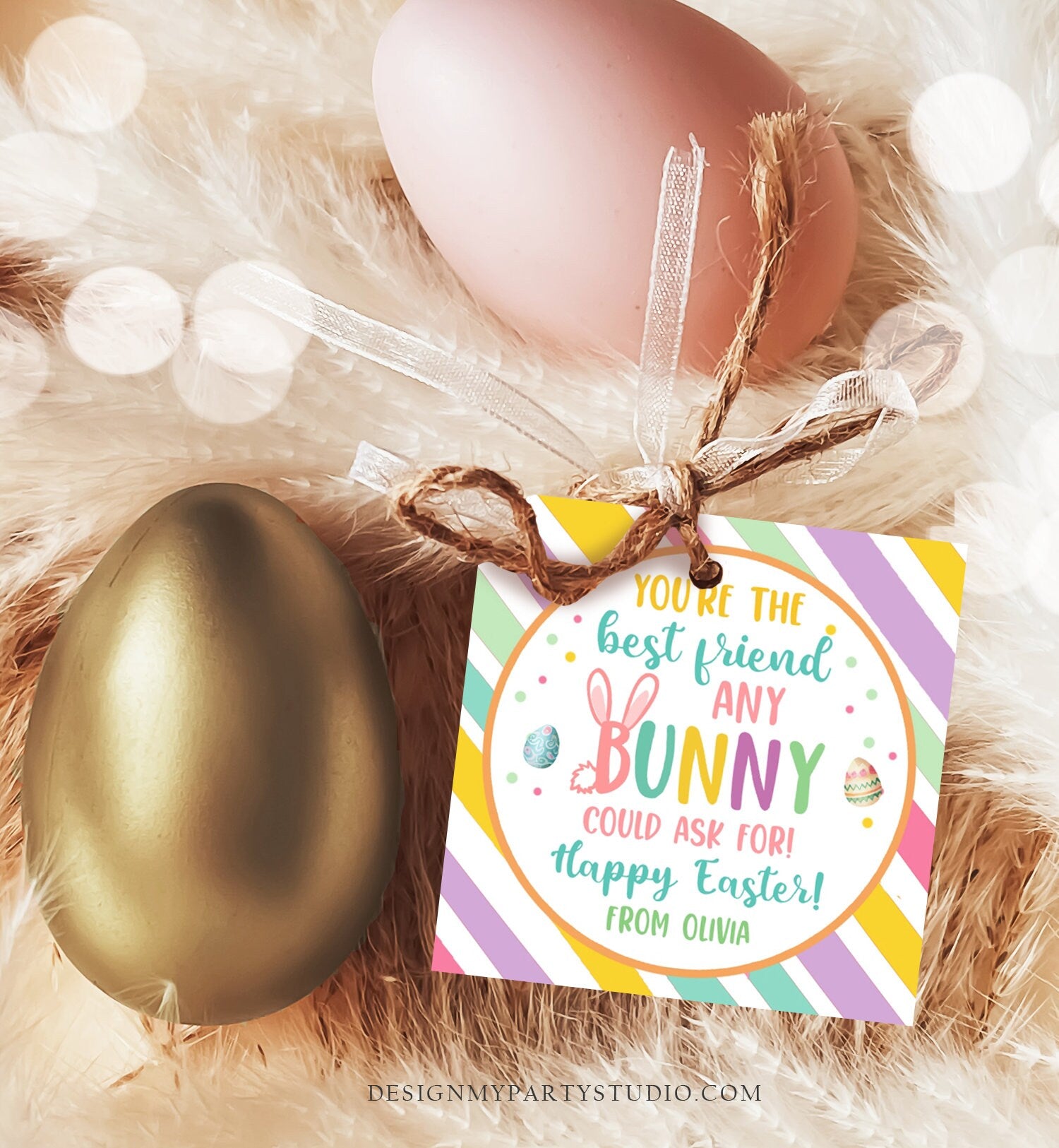 Editable Easter Gift Tags Easter You're the Best Friend Any Bunny Could Ask For Favor Tags Classroom Kids Sticker Digital PRINTABLE 0449