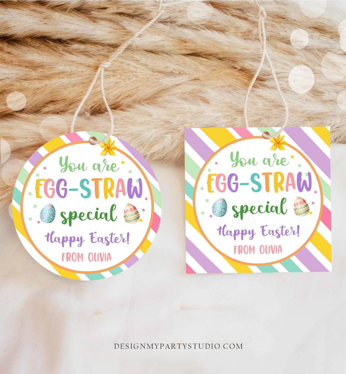 Editable Crazy Straw Tags Easter Tags You&#39;re Egg-Straw Special Easter Egg Cards for Kids School Personalized Tag Digital PRINTABLE 0449