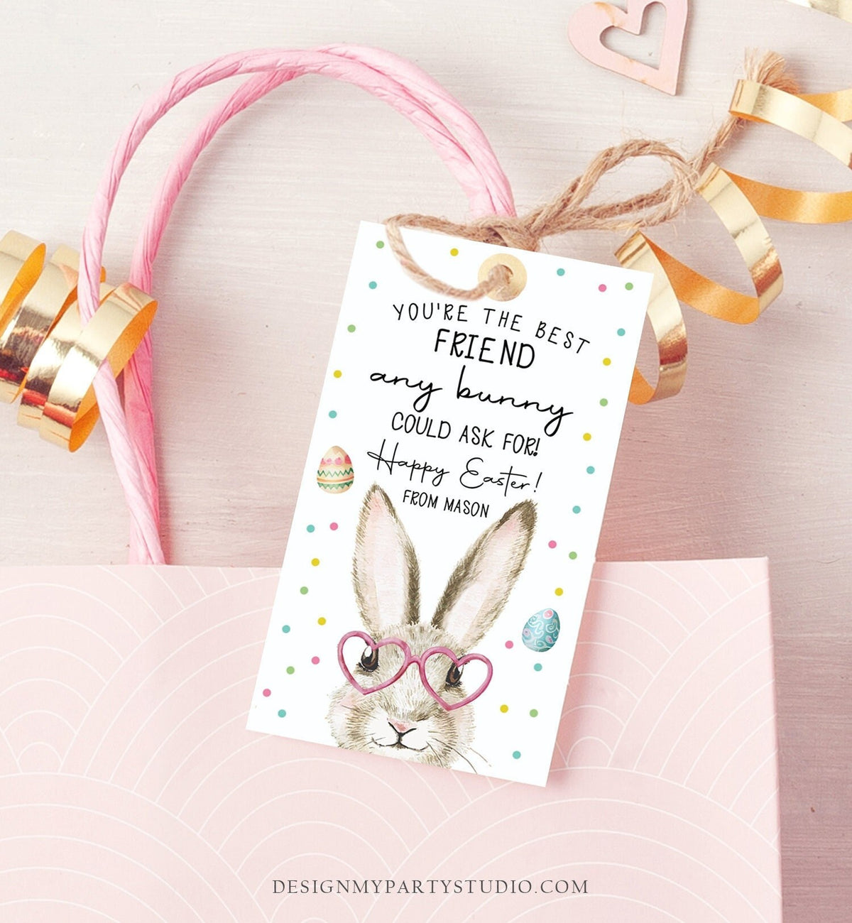 Editable Easter Gift Tags Easter You're the Best Friend Any Bunny Could Ask For Favor Tags Classroom Kids Bunny Digital PRINTABLE 0449