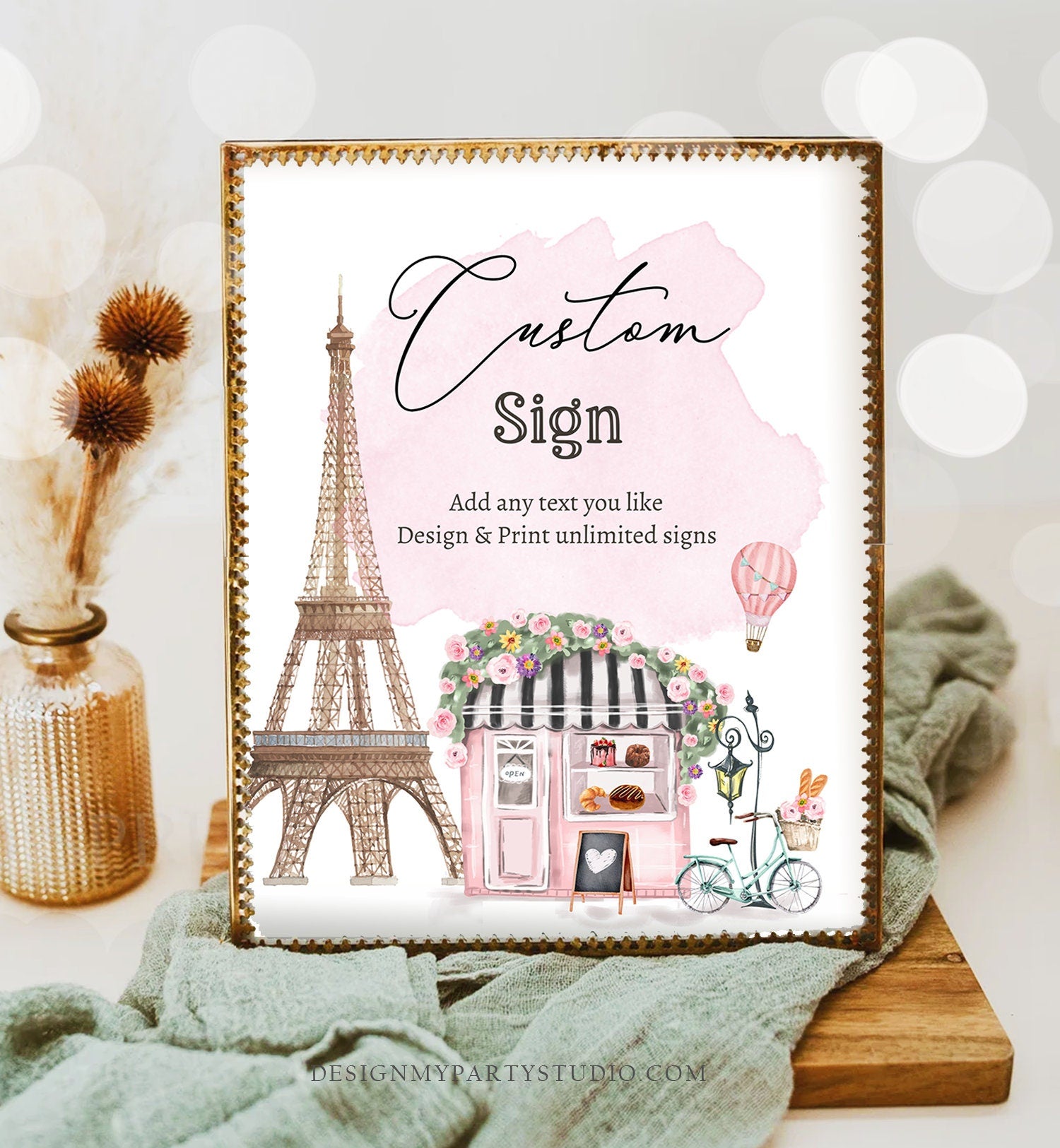 Editable Custom Sign French Paris Sign French Patisserie Parisian Eiffel Tower Cafe Floral Table Sign Decor 8x10 Download PRINTABLE 0441