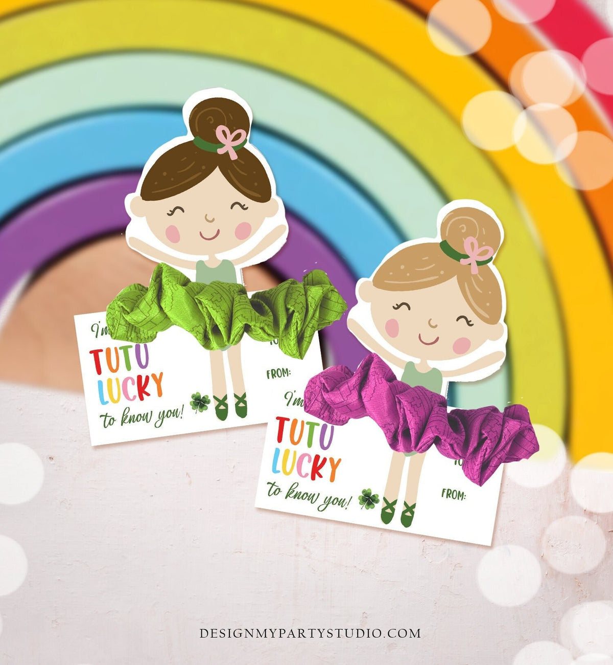 Printable St. Patrick&#39;s Day Gift Tag Hair Band Tag Classroom Classmate Favor Tag Tutu Lucky to have you as a Friend Tag Girl Digital 0451