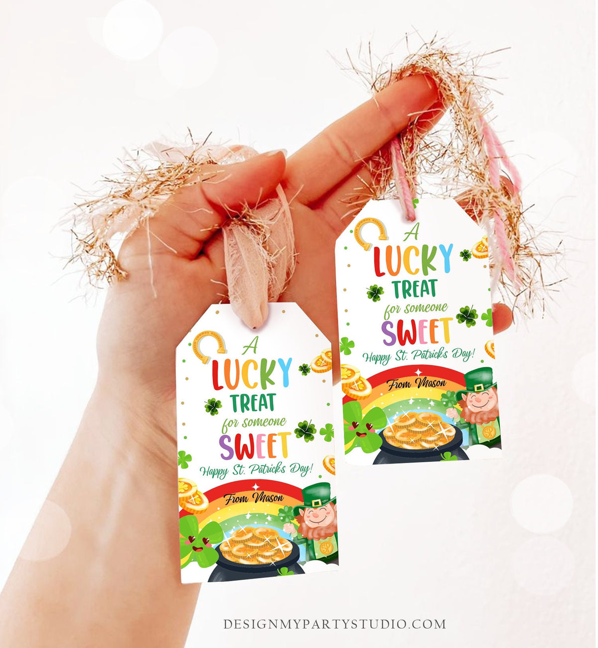 Editable St. Patrick&#39;s Day Tag Lucky Treat for Someone Sweet Friend School Classroom Gift Classmate Shamrock Digital Template Printable 0451