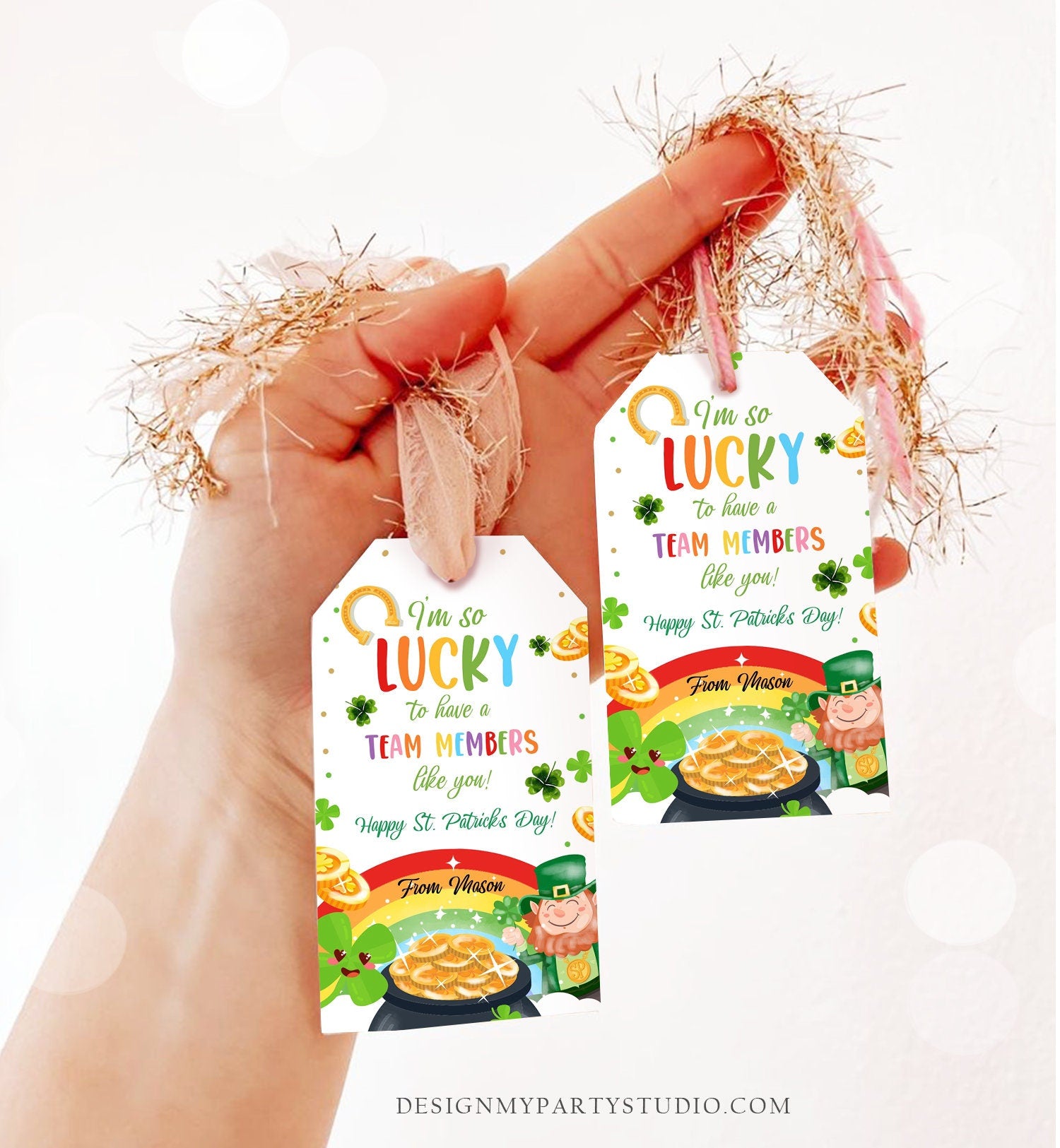 Editable St. Patrick's Day Tag Team Member Appreciation Staff Gift Lucky Team Members Like You Office Employees Coach Template Corjl 0451