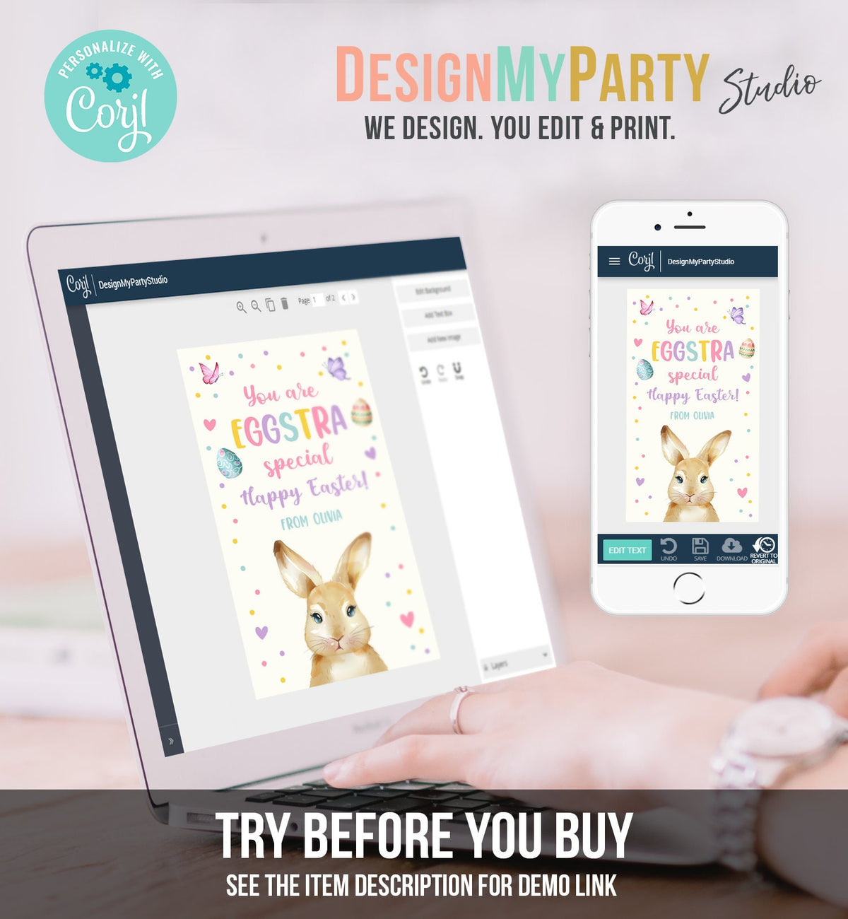 Editable Easter Tags Bunny You are Eggstra Special Kids Classroom Teacher Appreciation Tag Personalized Happy Easter Digital PRINTABLE 0449