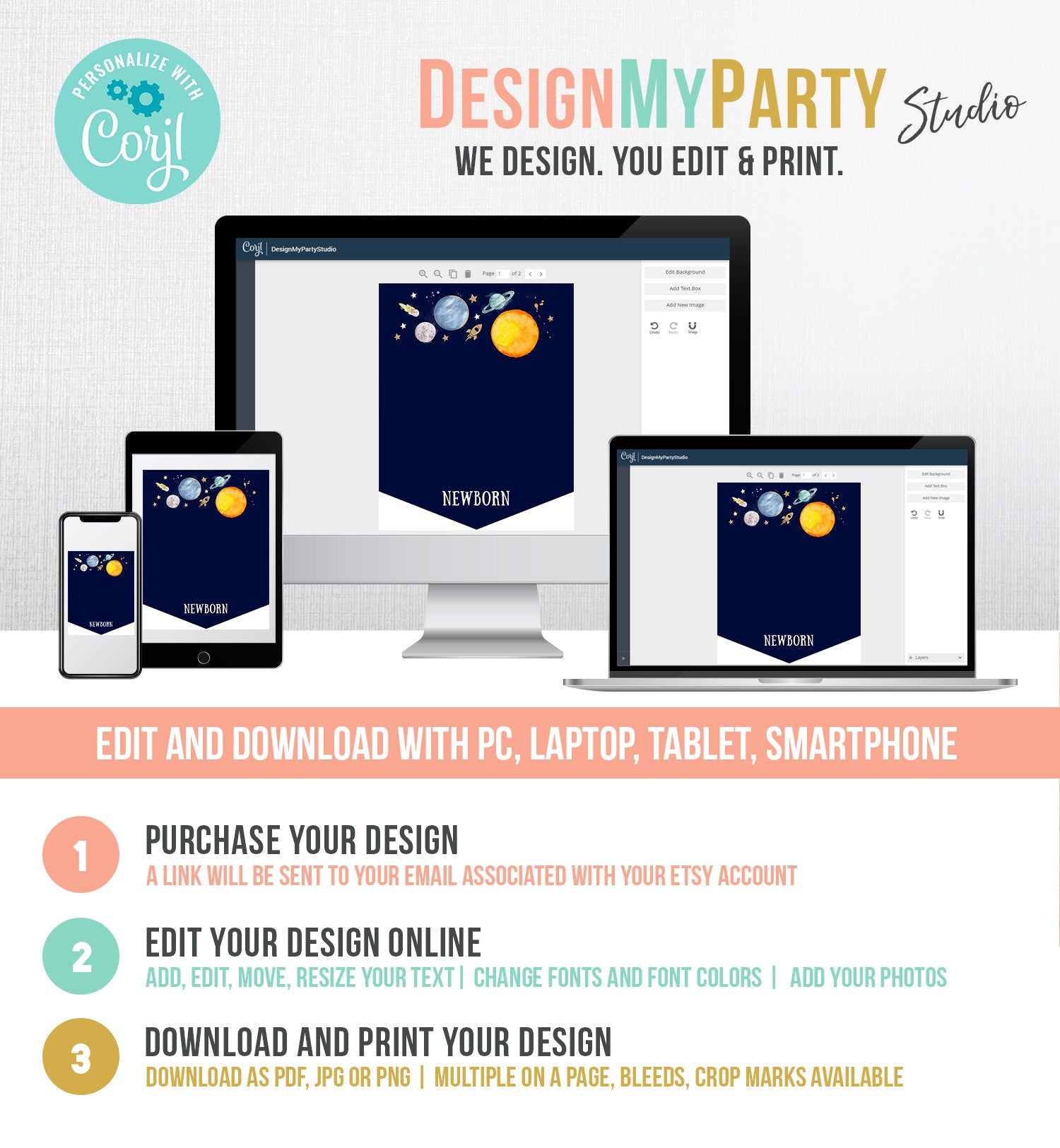 Editable Outer Space Birthday Banner Monthly Photo Banner First Trip Around the Sun Galaxy Digital Download Template Printable 0357