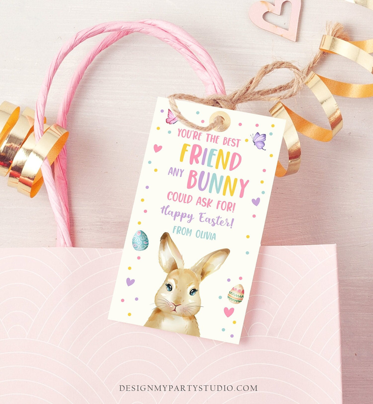 Editable Easter Gift Tags Easter You're the Best Friend Any Bunny Could Ask For Favor Tags Classroom Kids Bunny Digital PRINTABLE 0449