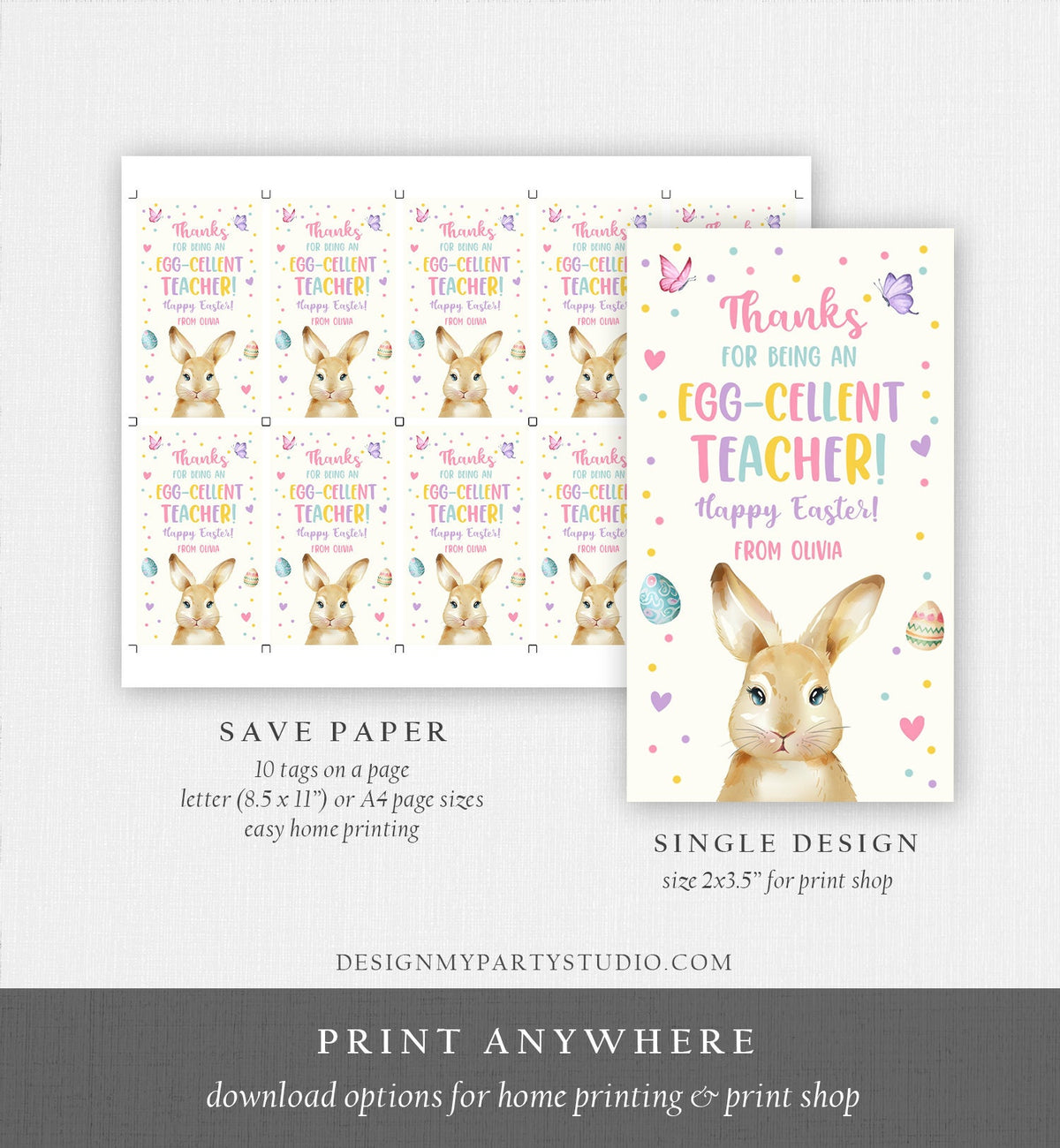 Editable Easter Gift Tags Egg-Cellent Teacher Appreciation Classroom Favor Sticker Eggcellent Happy Easter Cookie Tag Digital PRINTABLE 0449