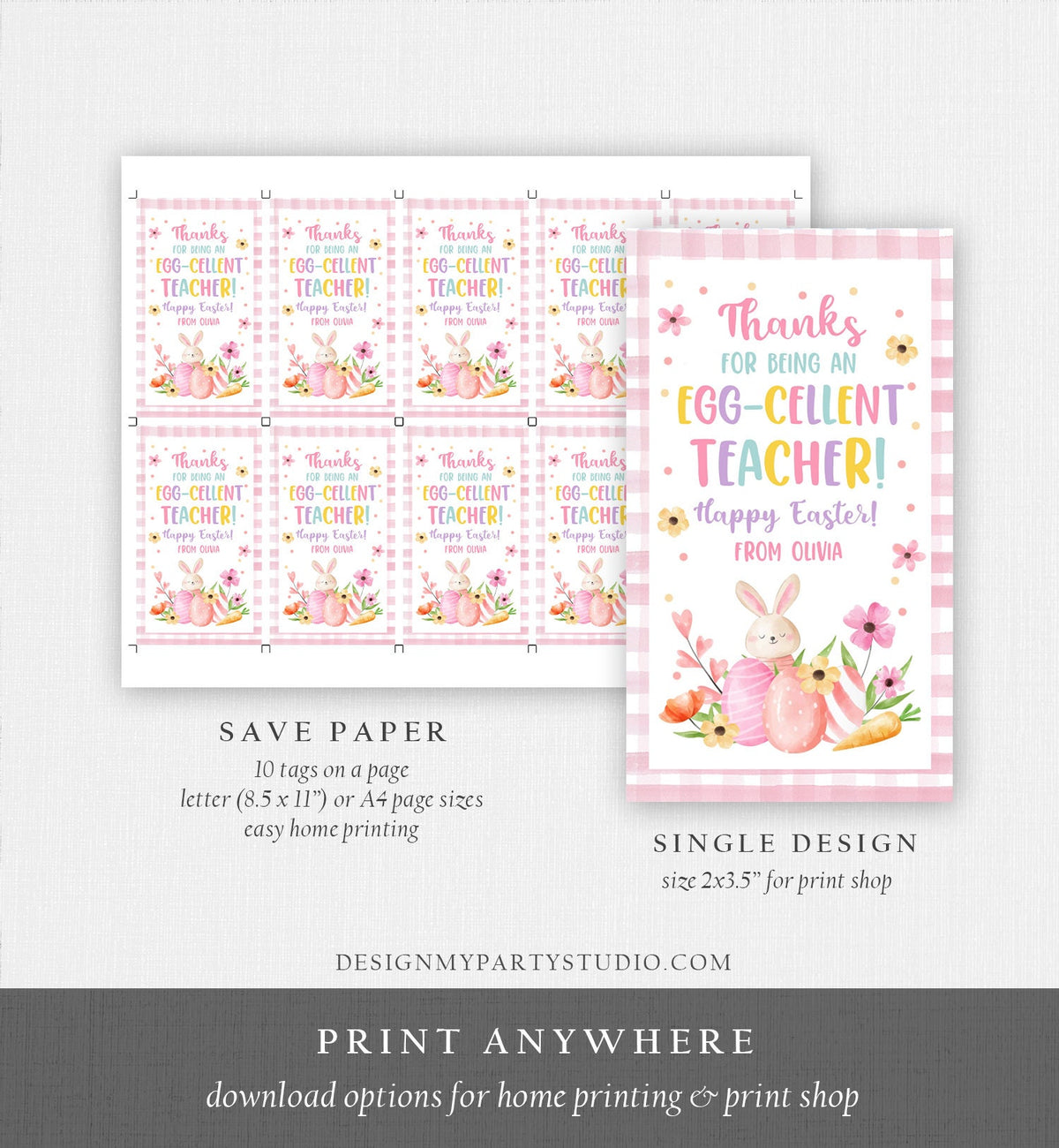 Editable Easter Gift Tags Egg-Cellent Teacher Appreciation Classroom Favor Sticker Eggcellent Happy Easter Cookie Tag Digital PRINTABLE 0449