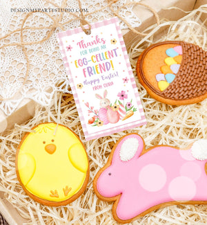 Editable Easter Friend Gift Tags Easter Eggcellent Friend Classroom Easter Favor Tags Kids Bunny Cookie Tag Kids Digital PRINTABLE 0449