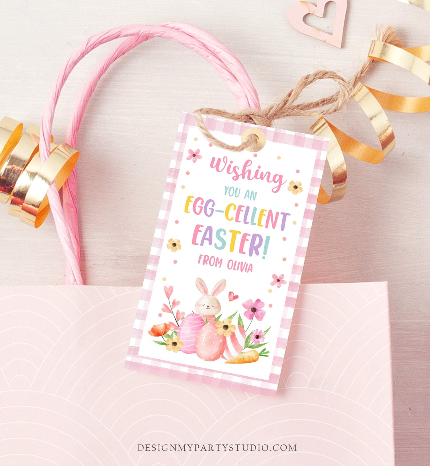 Editable Easter Gift Tags Egg-Cellent Teacher Appreciation Classroom Favor Sticker Eggcellent Happy Easter Bunny Tag Digital PRINTABLE 0449