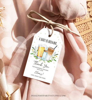 Editable A Baby is Brewing Baby Shower Favor Tags Beer Baby Shower Thank you Tags Brewing Label Neutral Tags Gift Tags Template Corjl 0190