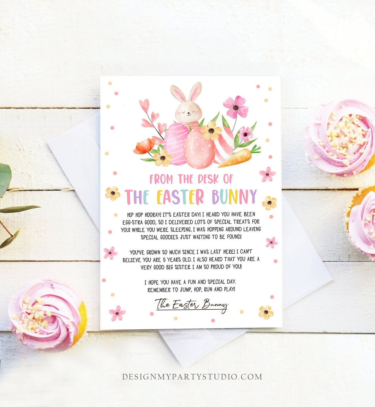 Editable Easter Bunny Letter Return Letter From The Desk Of Easter Letter Kids Easter Bunny Note Personalized Printable Template 0449