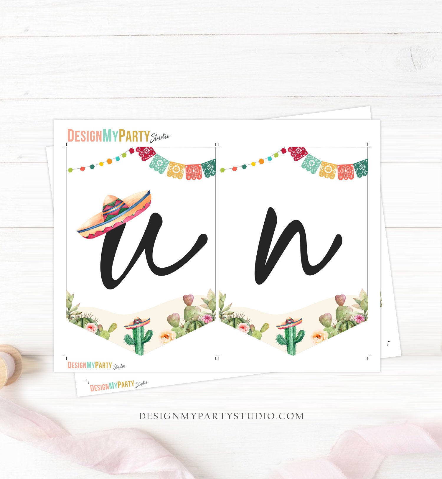 Cactus High Chair Banner 1st First Birthday Neutral ONE Fiesta Birthday Party Uno Decor One Garland Cactus Succulent PRINTABLE Digital 0404