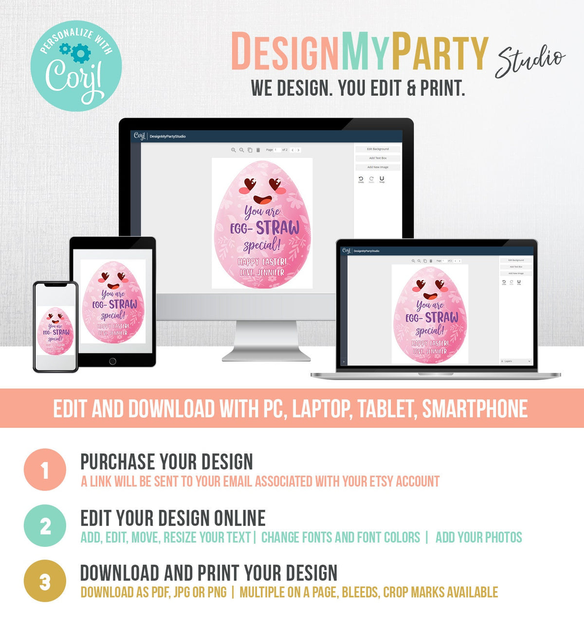 Editable Crazy Straw Tags Easter Tags You&#39;re Egg-Straw Special Easter Egg Cards for Kids School Personalized Tag Digital PRINTABLE 0449