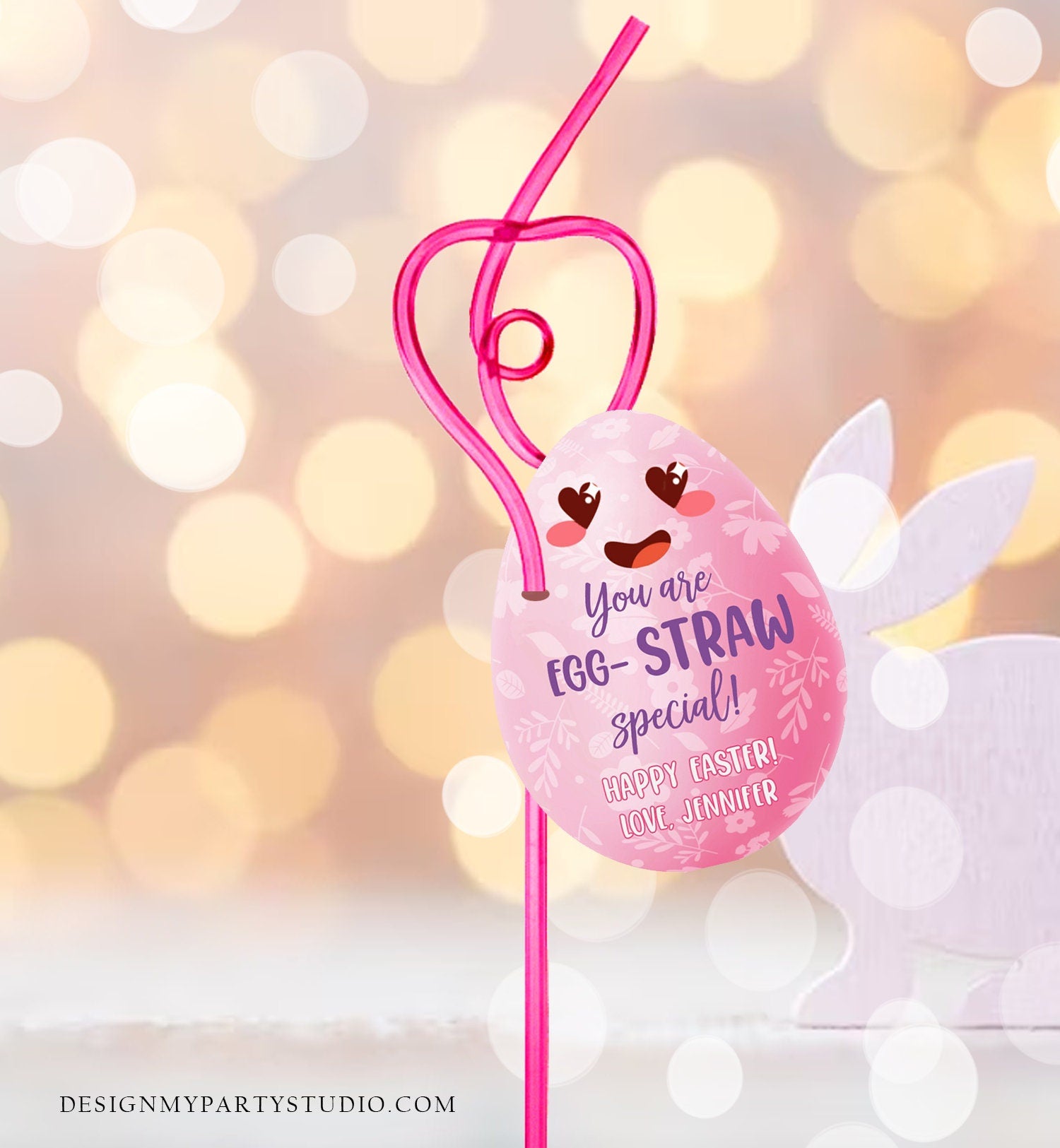 Editable Crazy Straw Tags Easter Tags You're Egg-Straw Special Easter Egg Cards for Kids School Personalized Tag Digital PRINTABLE 0449