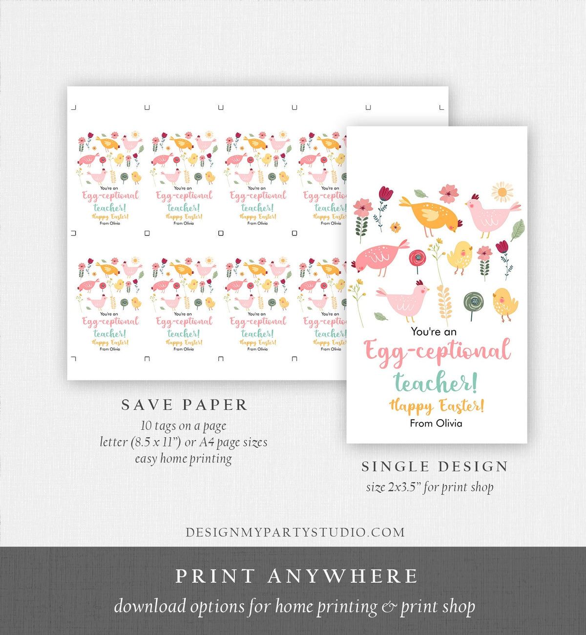 Editable Easter Gift Tags Egg-ceptional Teacher Appreciation Class Favor Tag Eggceptional Happy Easter Treat Cookie Digital PRINTABLE 0449