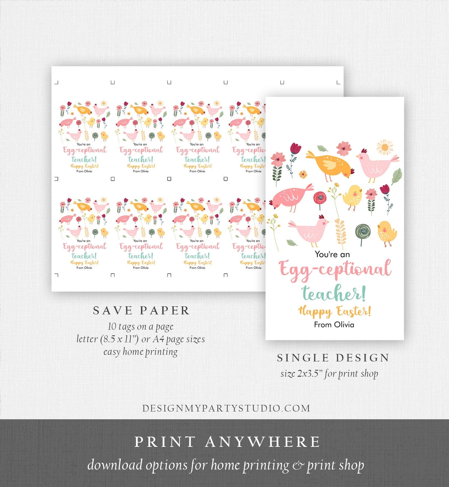 Editable Easter Gift Tags Egg-ceptional Teacher Appreciation Class Favor Tag Eggceptional Happy Easter Treat Cookie Digital PRINTABLE 0449